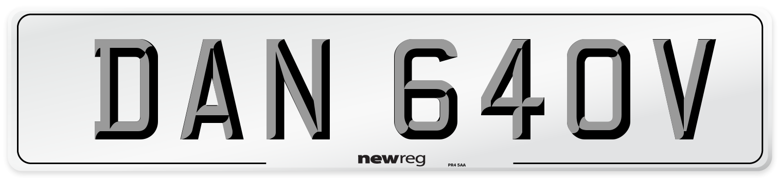 DAN 640V Number Plate from New Reg